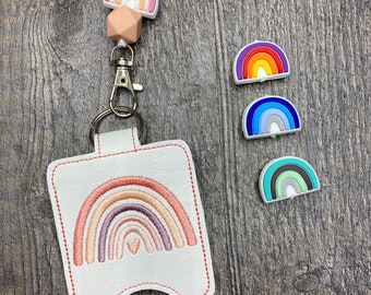 Rainbow Teacher Classroom Doorbell Holder AND lanyard, Class Bell Case Key Chain, Class Lanyard Accessory, Teacher Gift