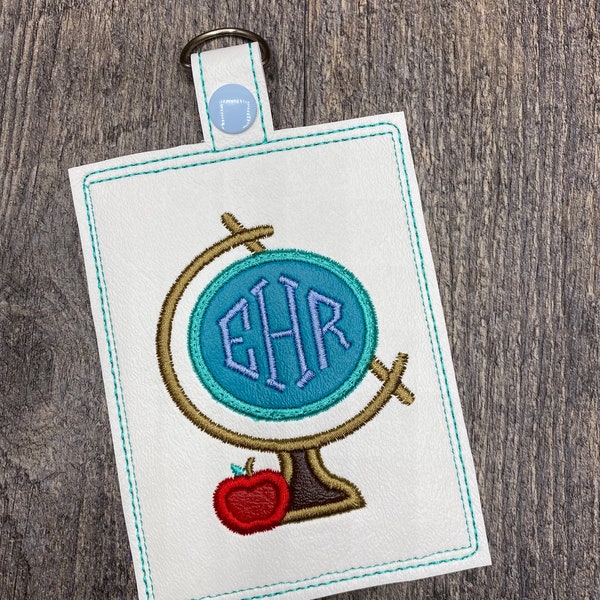 Personalized Globe Badge Holder, Teacher ID Badge Holder, Healthcare ID Badge Holder, Lanyard Accessory, Teacher Gift