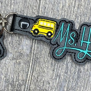 Custom Bus driver Keychain, personalized bus driver gift, bus number keychain, teacher gift, teacher bag tag, teacher name keychains