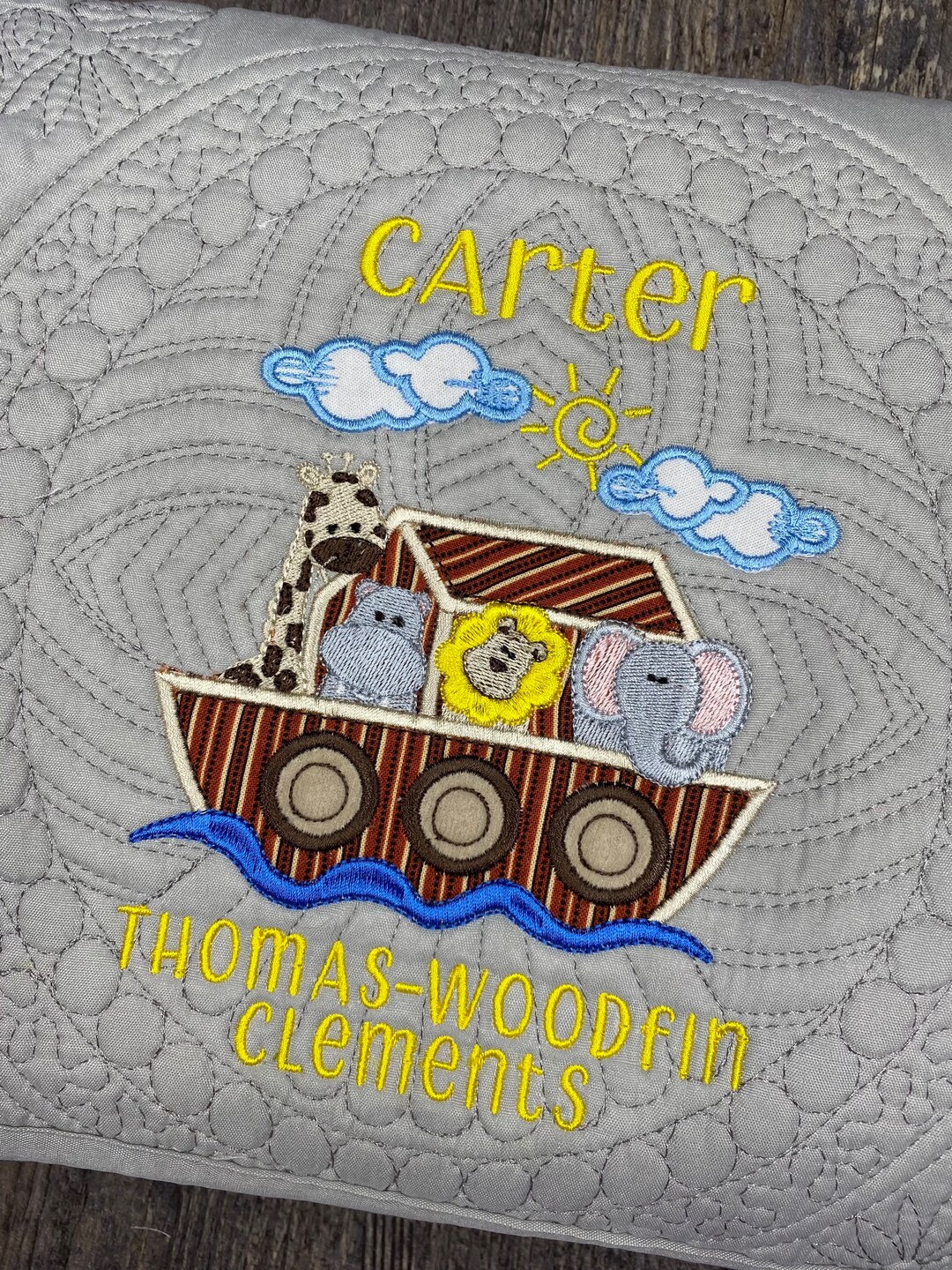 Noah's Ark Heirloom Personalized Baby Quilt, Baby Shower Gift, Noah's