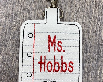 Notebook Classroom Doorbell Holder Personalized, Class Bell Case Key Chain, Class Lanyard Accessory, Teacher Gift, Teacher Appreciations