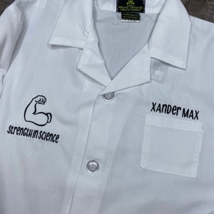 Kids&#39; custom lab coat, embroidered personalized kids lab coat, kids doctor coat, embroidered white coat for kids, kids scientist coat