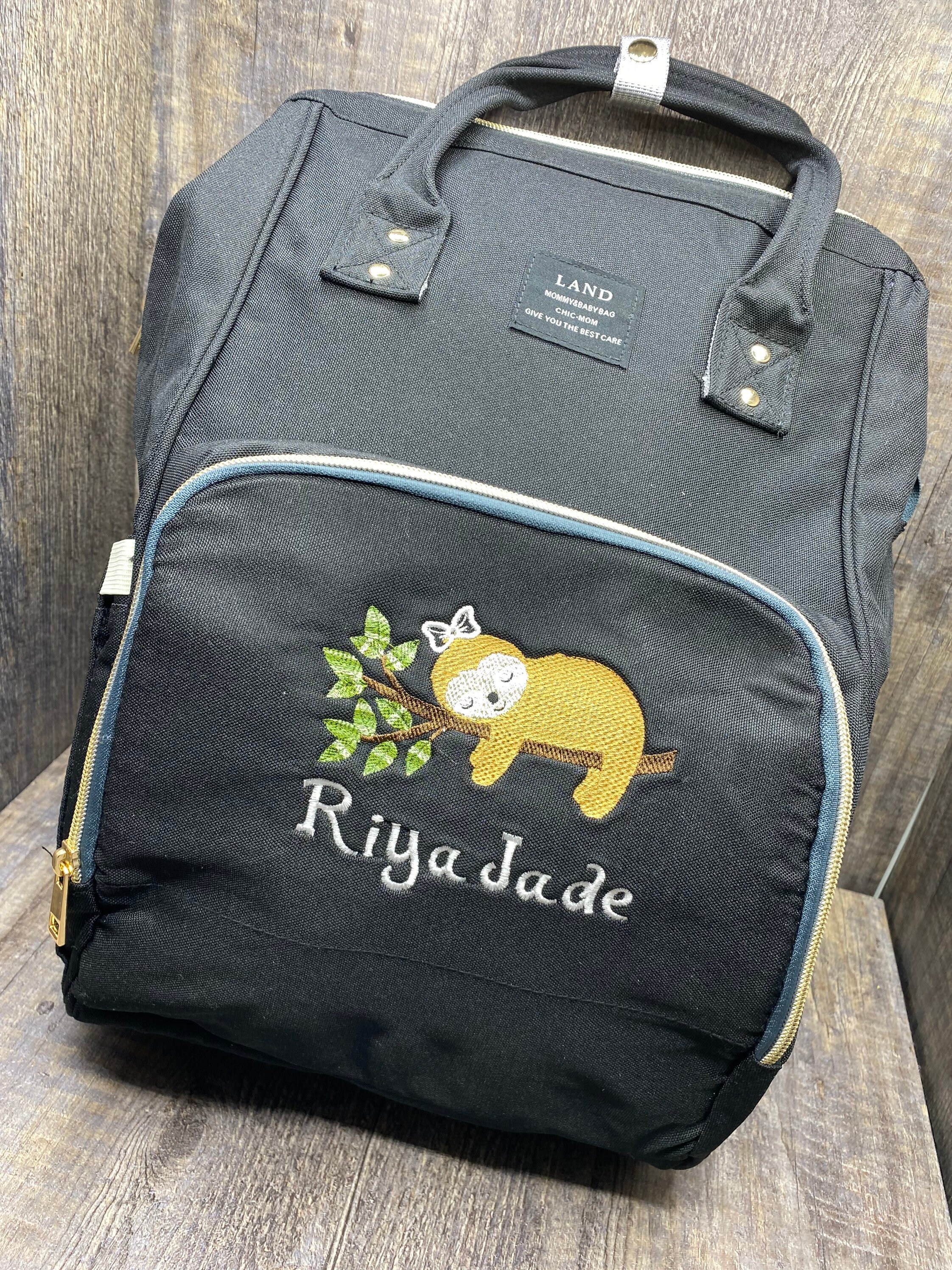 Girl Sloth land Diaper Bag Backpack Monogrammed Diaper Bag Personalized Diaper Bag Sloth Baby Bag Baby Shower Gift Baby Gifts Etsy