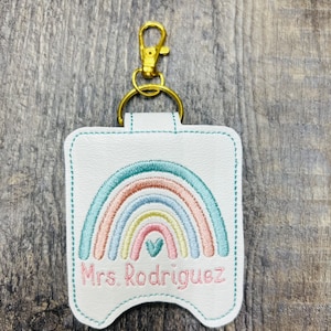 Pastel rainbow Classroom Doorbell Holder, Class Bell Case Key Chain, Class Lanyard Accessory, Teacher Gift, Teacher Appreciation