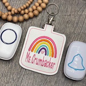 Boho Rainbow Classroom Doorbell Holder, Class Bell Case Key Chain, Class Lanyard Accessory, Teacher Gift, Teacher Appreciation