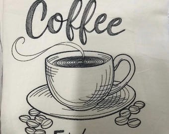 Coffee dish towel, coffee tea towel, coffee kitchen towel, hostess gift, coffee brew towels