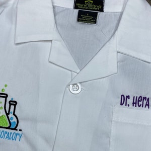 Kids&#39; custom lab coat, embroidered personalized kids lab coat, kids doctor coat, embroidered white coat for kids, kids scientist coats