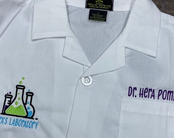 Kids' custom lab coat, embroidered personalized kids lab coat, kids doctor coat, embroidered white coat for kids, kids scientist coat