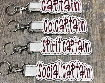 Captain Cheerleader Name tag keychain, captains keychain, cheer backpack tag, personalized keychain, custom name tag, cheer team gift