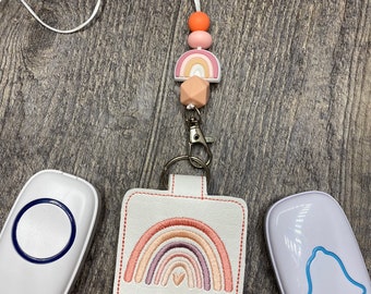 Rainbow Teacher Classroom Doorbell Holder AND lanyard, Class Bell Case Key Chain, Class Lanyard Accessory, Teacher Gift