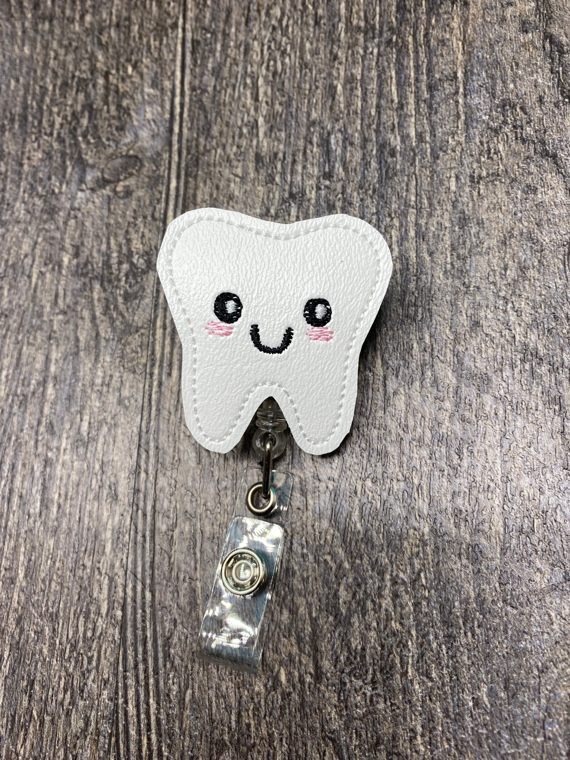 Tooth Badge Reel, Dentist Retractable Badge, ID Holder, Dental