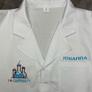 Kids&#39; custom lab coat, embroidered personalized kids lab coat, kids doctor coat, embroidered white coat for kids, kids scientist coat