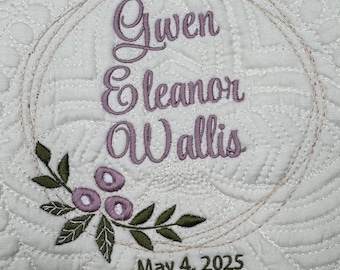 Heirloom Personalized Baby Quilt Blanket Monogrammed Baby Gift embroidered quilt heirloom baby blanket personalized Embroidered blanket