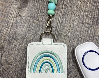 Rainbow Teacher Classroom Doorbell Holder AND lanyard, Class Bell Case Key Chain, Class Lanyard Accessory, Teacher Gift