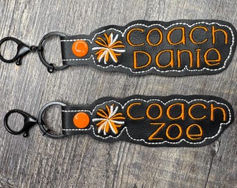 Pom pom Cheerleader Name tag keychain, Pom Pom keychain, cheer backpack tag, personalized keychain, custom name tag, cheer team gift