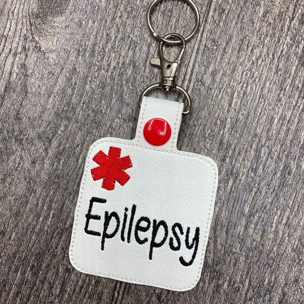 Epilepsy Inside Medical Awareness Tag Snap Tab Keychain, Epilepsy awareness keychain, medical alert bag tag, medical alert keychain