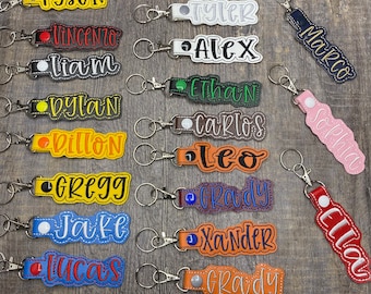 Name tag keychain, embroidered name keychain, backpack tag, personalized keychain, backpack keychain, custom name tag, diaper bag tags