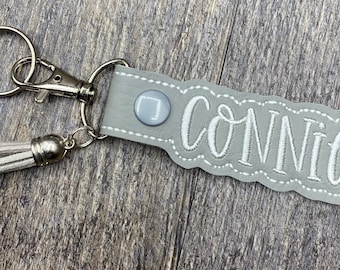 Name tag keychain, embroidered name keychain, backpack tag, personalized keychain, backpack keychain, custom name tag, diaper bag tag