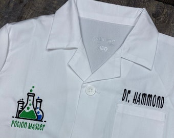 Kids' custom lab coat, embroidered personalized kids lab coat, kids doctor coat, embroidered white coat for kids, kids scientist coat
