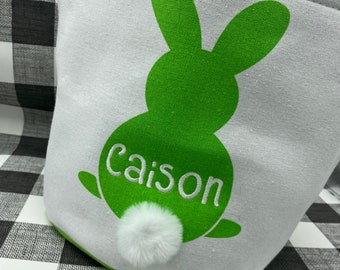 Personalized Easter Basket Tote, Kids Monogrammed Easter baskets, Baby’s First Easter basket, Embroidered Easter Baskets