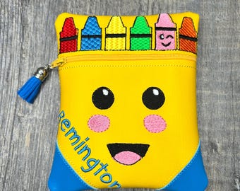 Crayon bag, crayon holder, kids art supplies bag, crayon box, crayon organizer, art bag, kids crayon keeper, Crayon holders