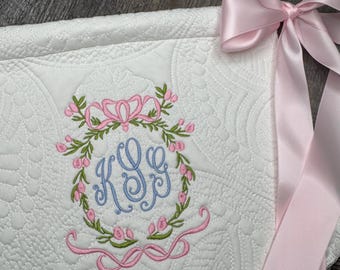Custom Baby Banner For Hospital Door Sign & Nursery, Monogram Baby Announcement Banner, floral princess crest welcome banner