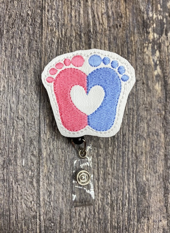 Baby Feet With Heart Badge Reel for Healthcare Worker/nurse/ob