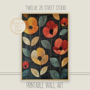Rustic Floral Art Print: Vintage Textile Pattern (Digital Download)