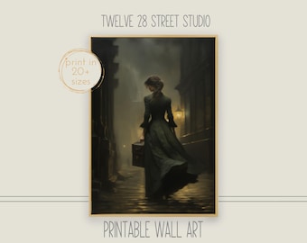 SD101 Printable, Dark Academia, Traveling Woman, Moody Wall Art, Cottagecore Decor, Victorian Wall Art, Victorian Portrait, Darke Academia