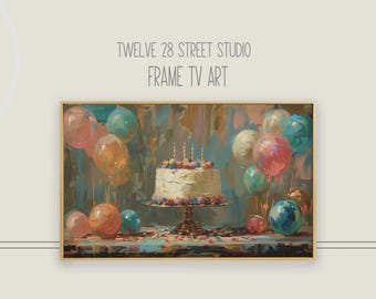 Frame tv art birthday, Happy Birthday Frame TV, Samsung frame tv art, samsung tv birthday art, Vintage birthday art for frame tv, bday cake