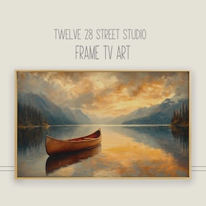 Canoe Lake Landscape Frame TV Art: Nature Painting (Digital Download)