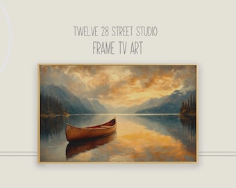 Canoe Lake Landscape Frame TV Art: Nature Painting (Digital Download)