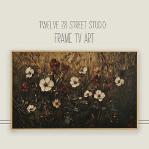 Dark Floral Frame TV Art: Moody Wildflower Meadow (Digital Download
