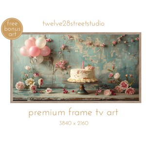 Frame tv art birthday, Happy Birthday Frame TV, Samsung frame tv art, samsung tv birthday art, Vintage birthday art for frame tv, bday cake