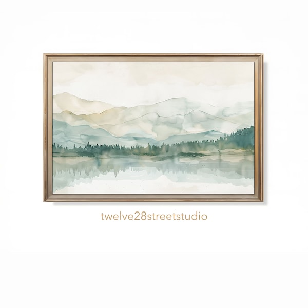 SD119 Printable Mountainscape, Printable Abstract Watercolor, Abstract Watercolor, Watercolor mountains, abstract mountains, neutral