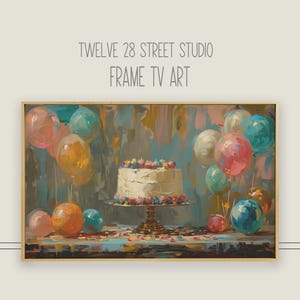 Frame tv art birthday, Happy Birthday Frame TV, Samsung frame tv art, samsung tv birthday art, Vintage birthday art for frame tv, bday cake