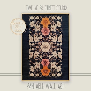 Rustic Floral Textile Art Print: Vintage Pattern (Digital Download)