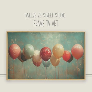 Frame tv art birthday, Happy Birthday Frame TV, Samsung frame tv art, samsung tv birthday art, Vintage birthday art for frame tv, balloons
