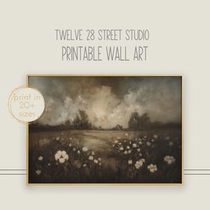 Vintage Wildflower Field Oil Painting: French Country Art (Printable Digital Download)