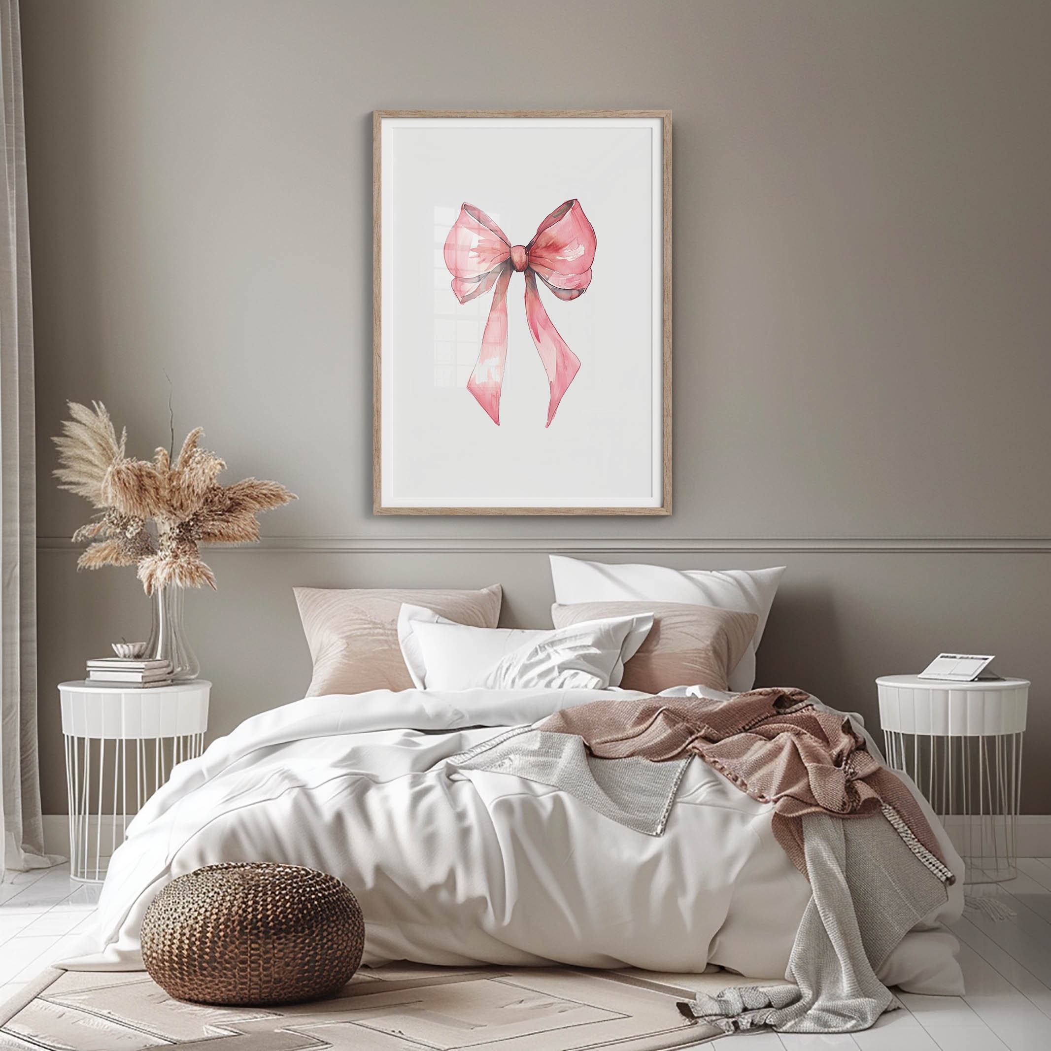 SD103 Printable Pink Bow Wall Art, Pink Preppy, Balletcore, Pink