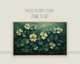 Shamrock Frame TV Art: St Patricks Day Floral Painting (Digital Download)