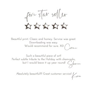 以下が含まれることがあります： 白い背景に、手書き風のフォントで「five star seller」の文字と5つの星のアイコン。顧客レビューが下に表示され、署名があります。