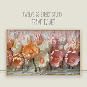 Frame TV Art: Misty Pink Tulip Field (Digital Download 3840x2160 px JPG File)