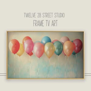 Frame tv art birthday, Happy Birthday Frame TV, Samsung frame tv art, samsung tv birthday art, Vintage birthday art for frame tv, balloons