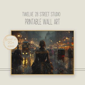 Dark Academia Woman Art Print: Victorian Cityscape (digital