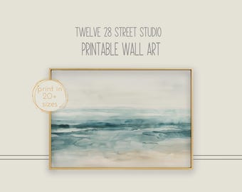Abstract Beach Watercolor Art Print: Neutral Coastal Decor (Digital Download)