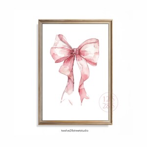 SP146 Impresión de arte de pared con lazo rosa, estilo preppy rosa, ballet coqueto, decoración de dormitorio rosa, decoración femenina, impresión física en papel satinado
