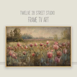 Frame TV Art: Misty Pink Tulip Field (Digital Download)
