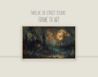 Moody halloween Frame TV art, instant digital download