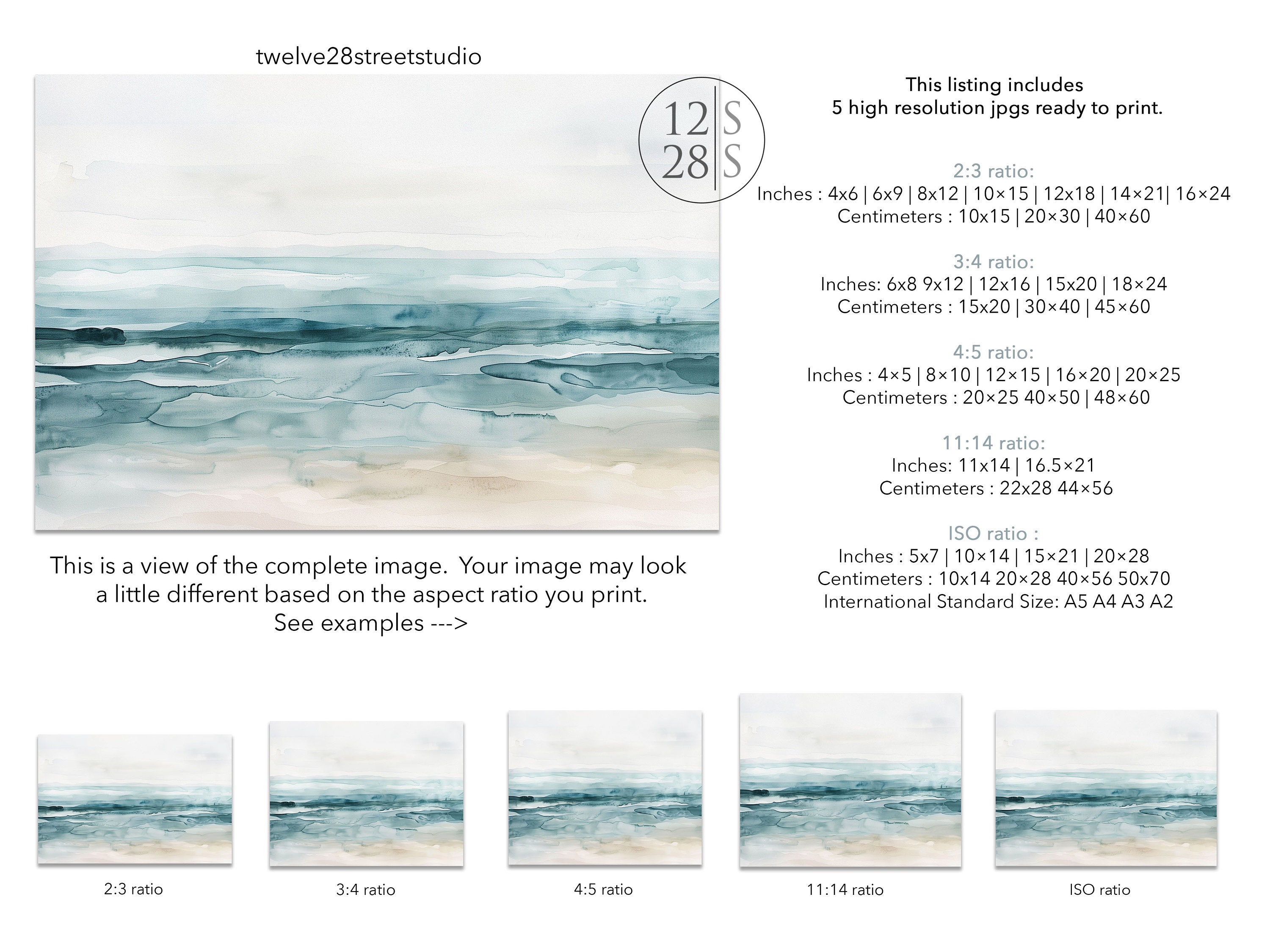 SD120 Printable Beach Art, Printable Abstract Watercolor, Abstract ...